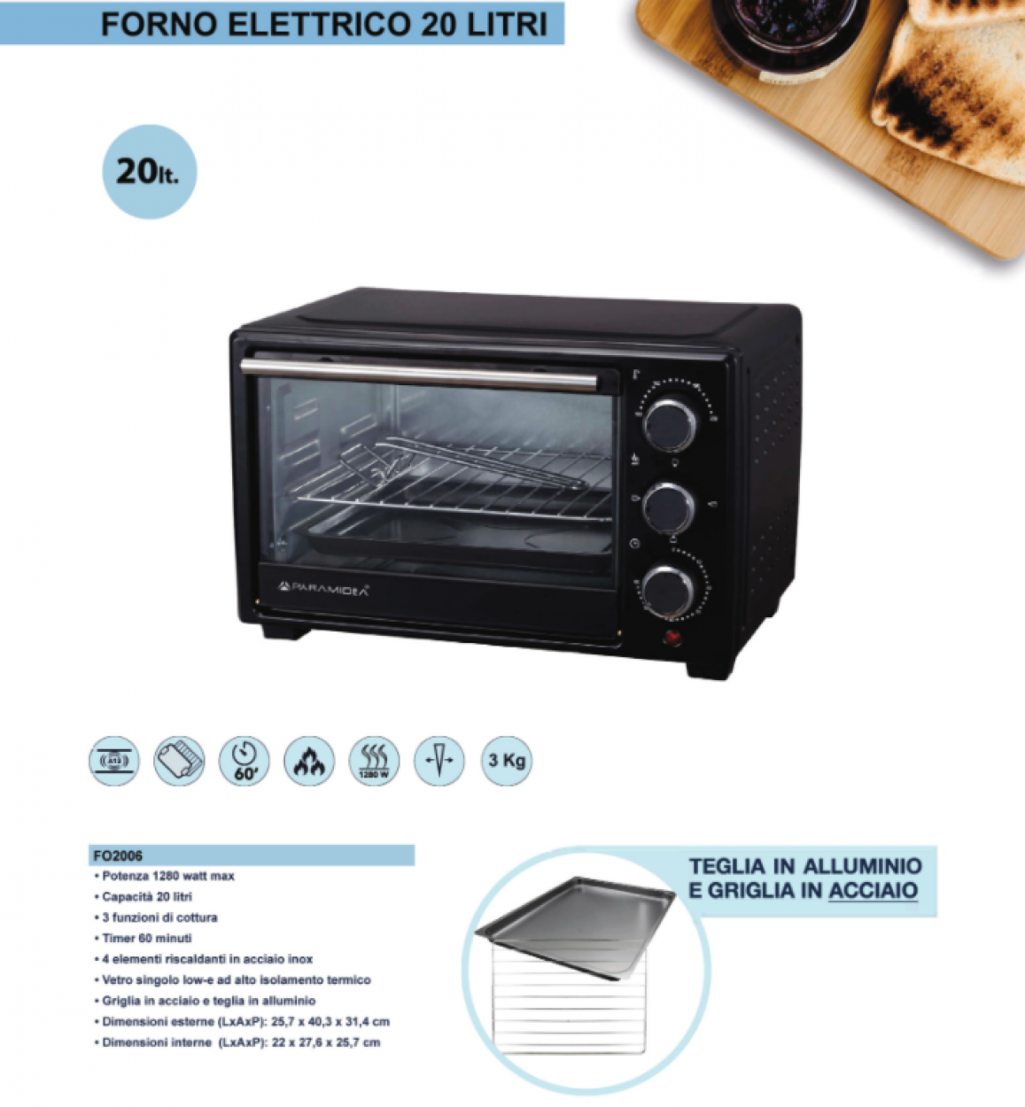PYRAMIDEA FORNO 65 LITRI EK1 C/GIRARROSTO FOK6512R