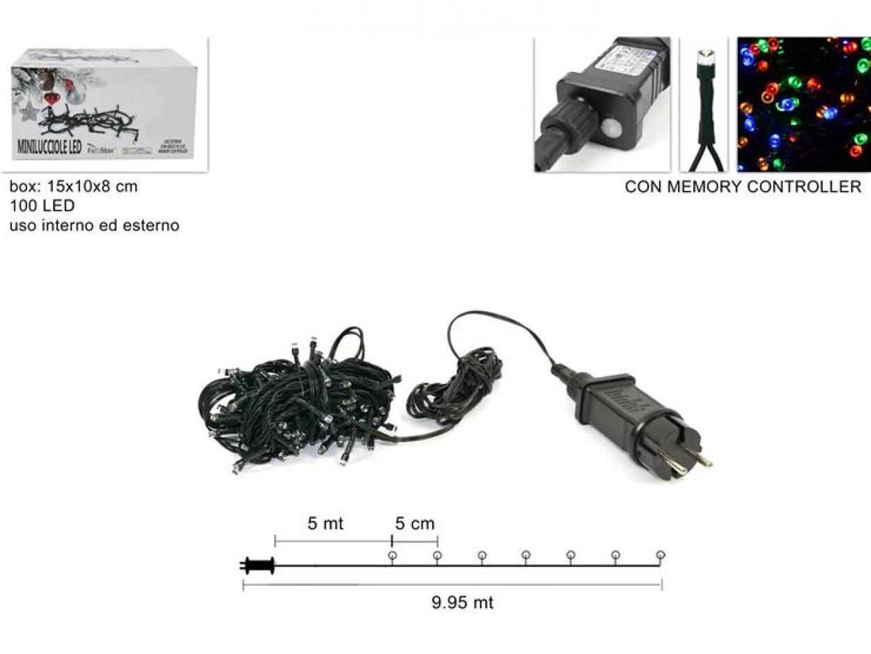 MINILUCCIOLE LED PER ESTERNO 100LUCI MULTICOLOR 091278 40649