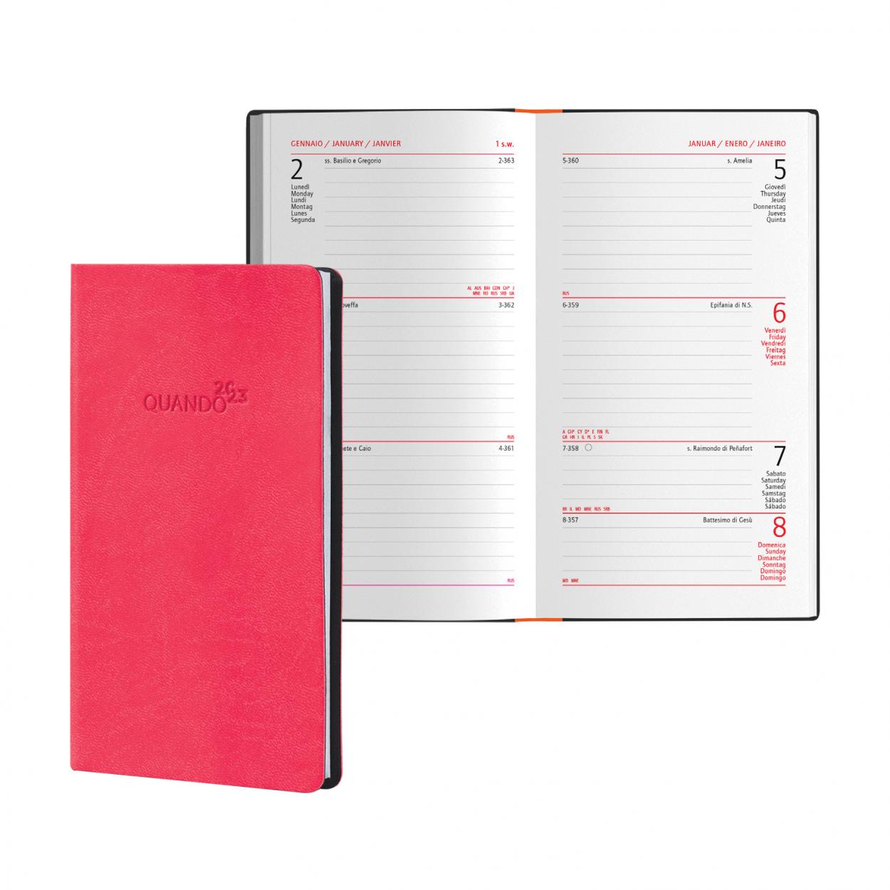 00324786 AGENDA 26 QUANDO FEMMENA 8x15cm SETTIMANALE FUXIA 53381