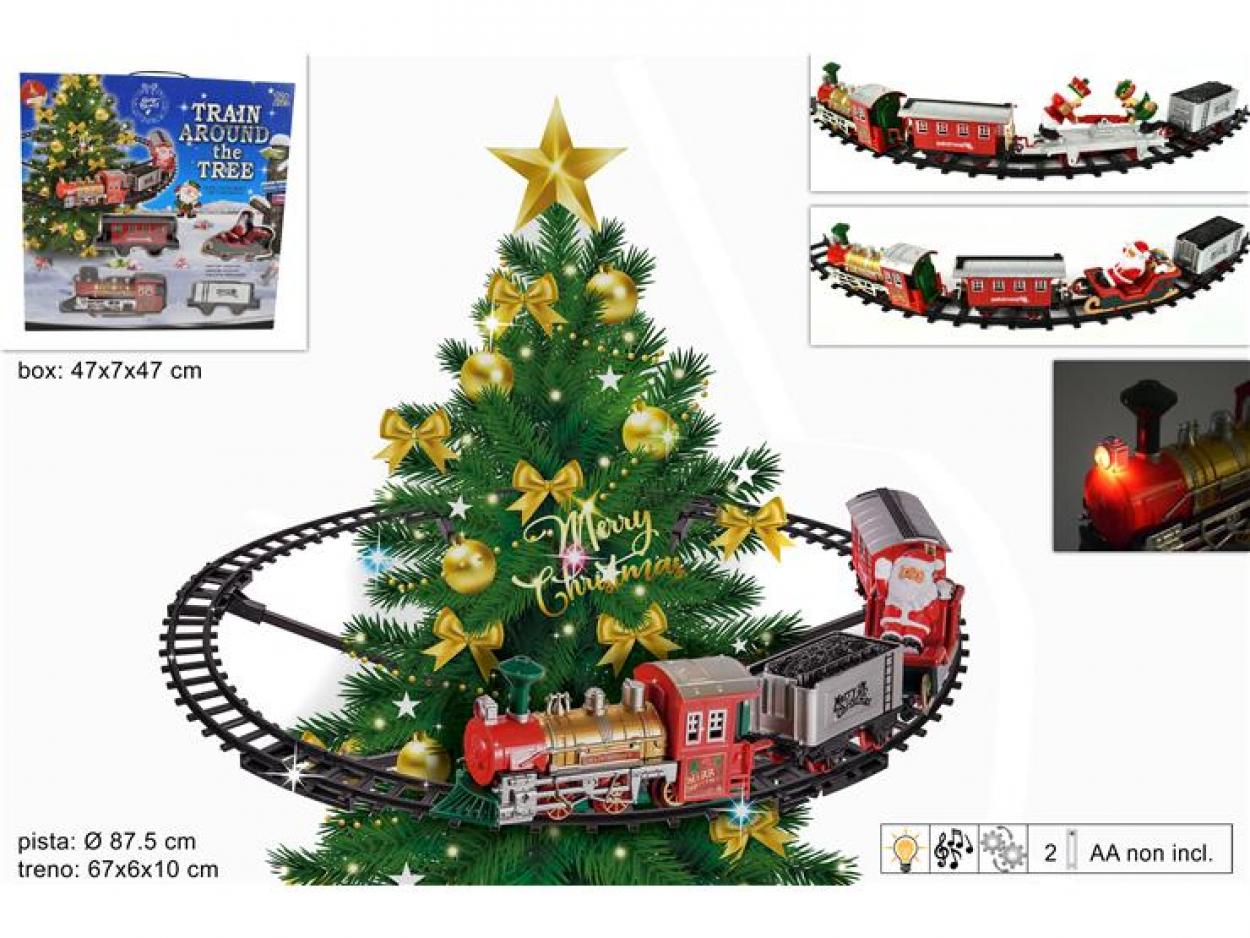 TRENO NATALIZIO PER ALBERO DI NATALE CON SUPPORTO 632037 40649