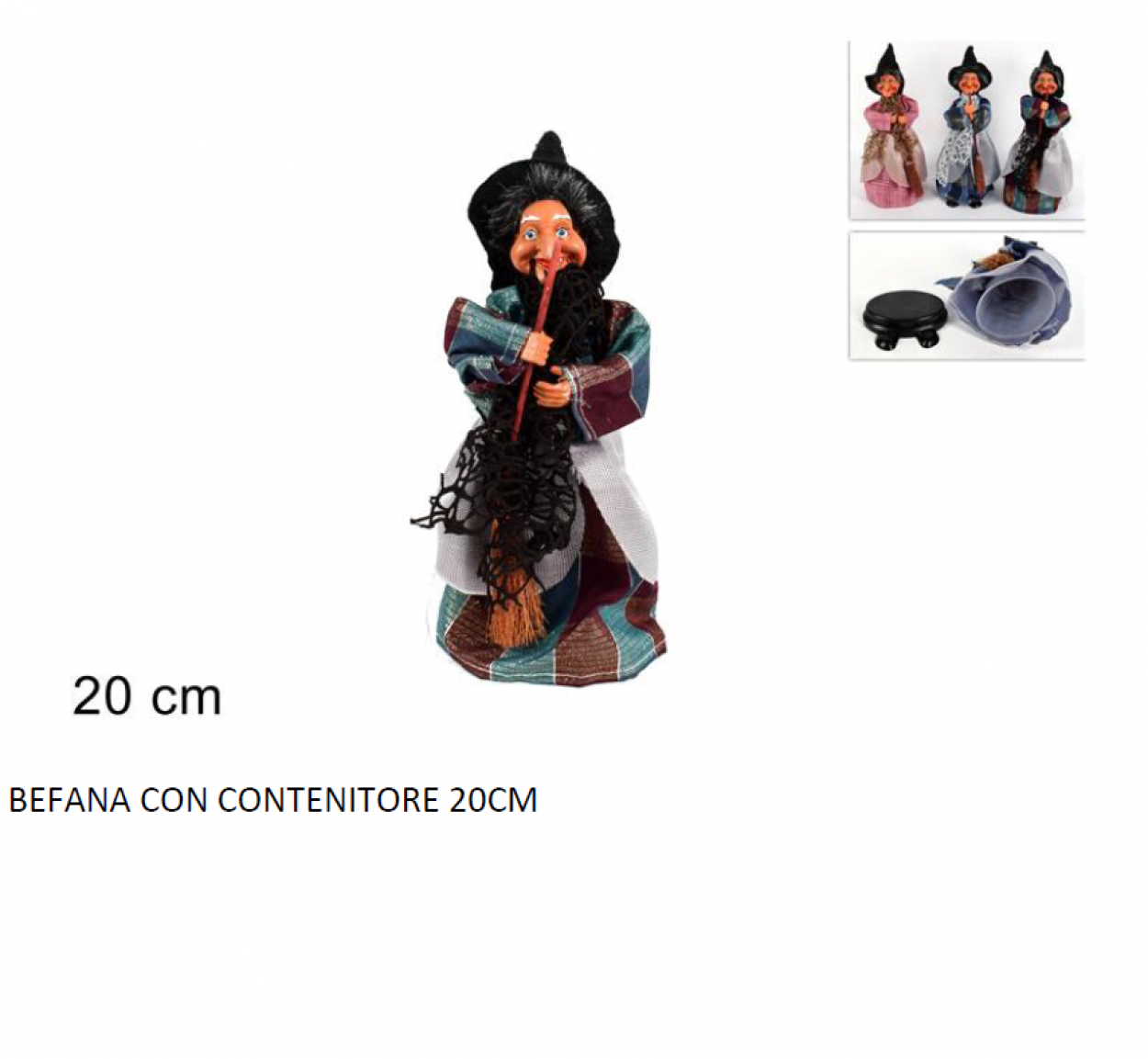BEFANA CON CONTENITORE 20cm 119014 40649