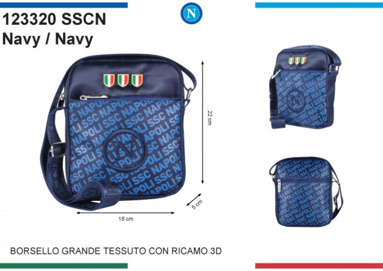 BORSELLO GRANDE BLU RICAMO BLU SSC NAPOLI 123320 SSCN 40351