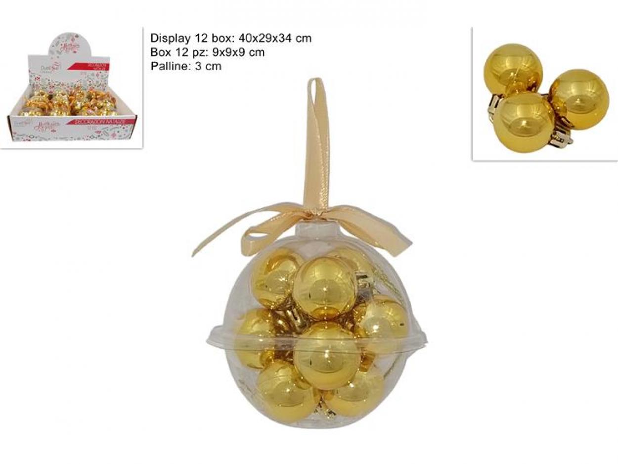 PALLE LUCIDE 3cm ORO SET 12pz IN BOX PALLA PVC 244020 40649