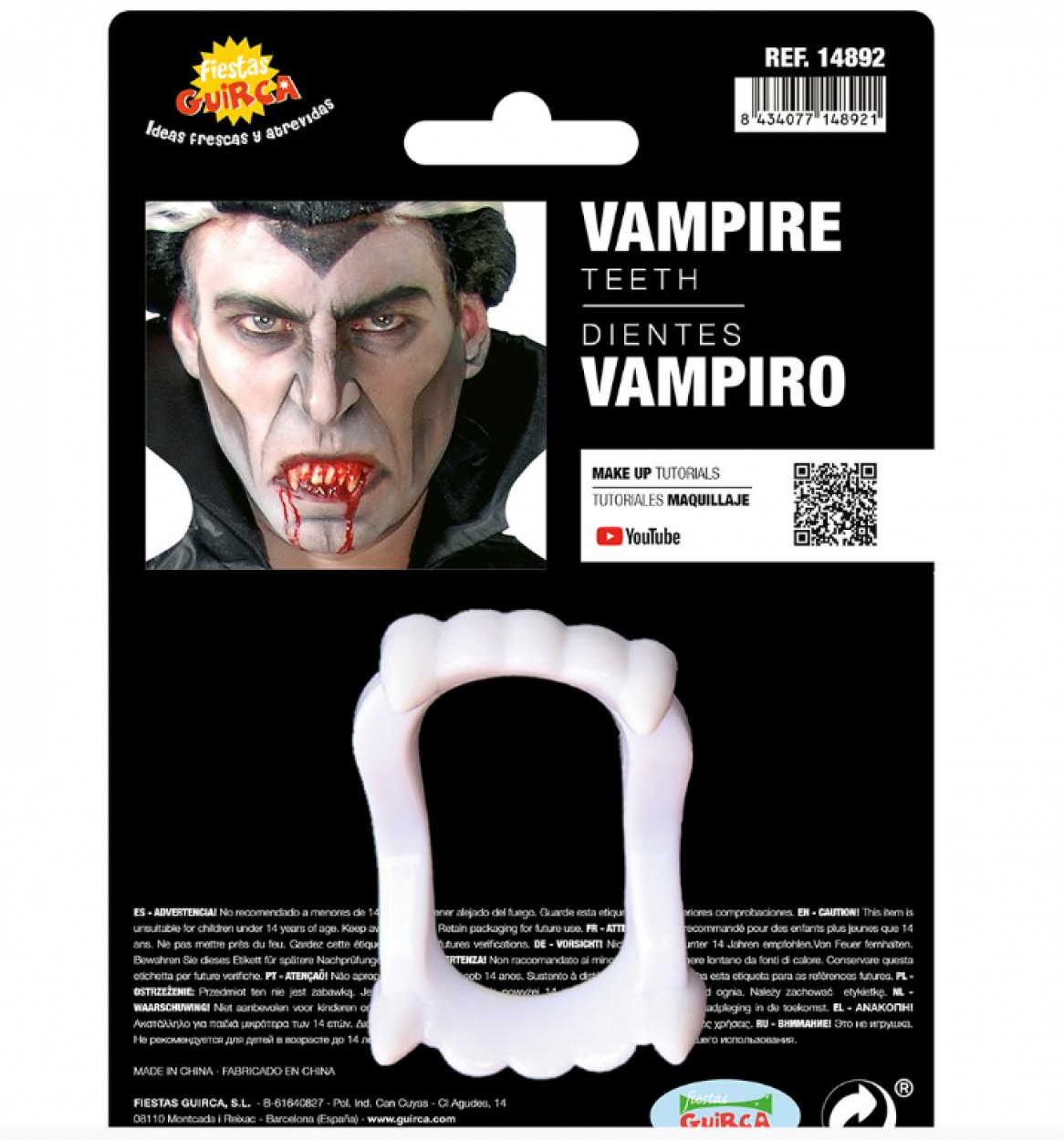 DENTI VAMPIRO FLUORESCENTI 14892 52833