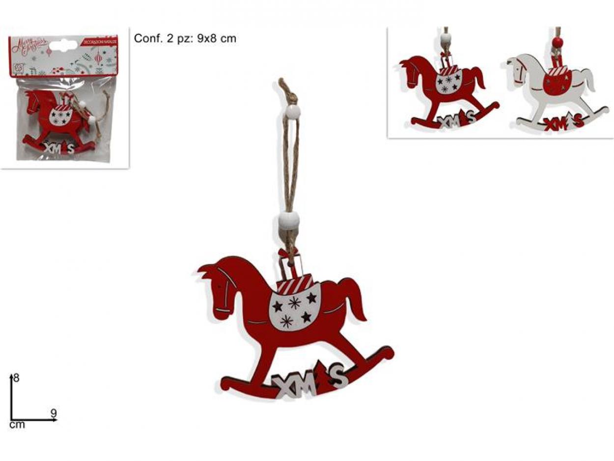 APPENDINO CAVALLO A DONDOLO LEGNO 8cm SET 2pz 244891 40649