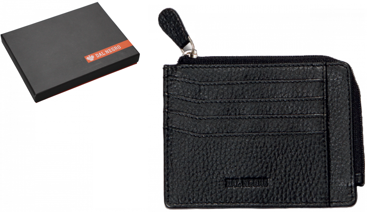PORTACARTE DI CREDITO 7 POSTI CON ZIP IN PELLE NERA RFID PROTECTION 003106 40578