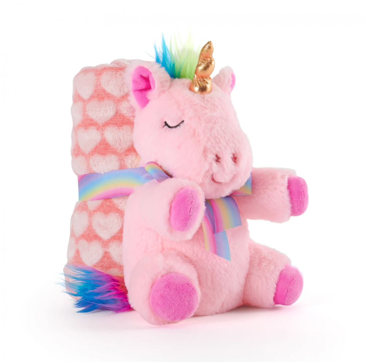 PELUCHE UNICORNO ROSA CON COPERTINA 120x80cm 13069 40035