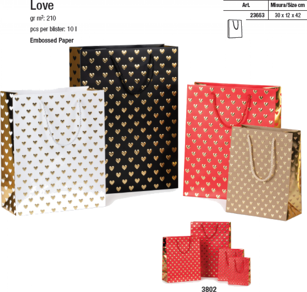 LOVE BAGS 30x12x42cm 3802 1252 23653 ROSSO 41277