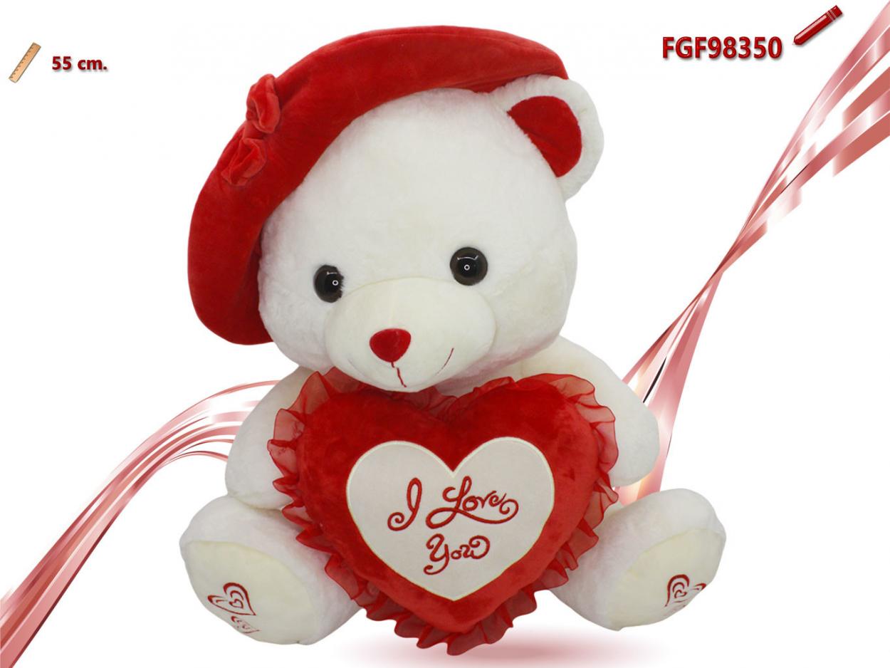 ORSO PELUCHE ROSSO CON CUORE E CAPPELLO 498350 52548
