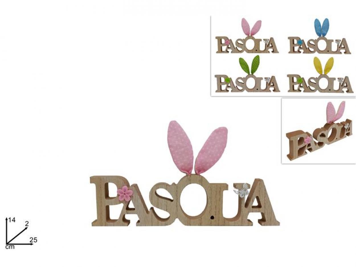 DECORAZIONE LEGNO CON SCRITTA PASQUA 228501 40649