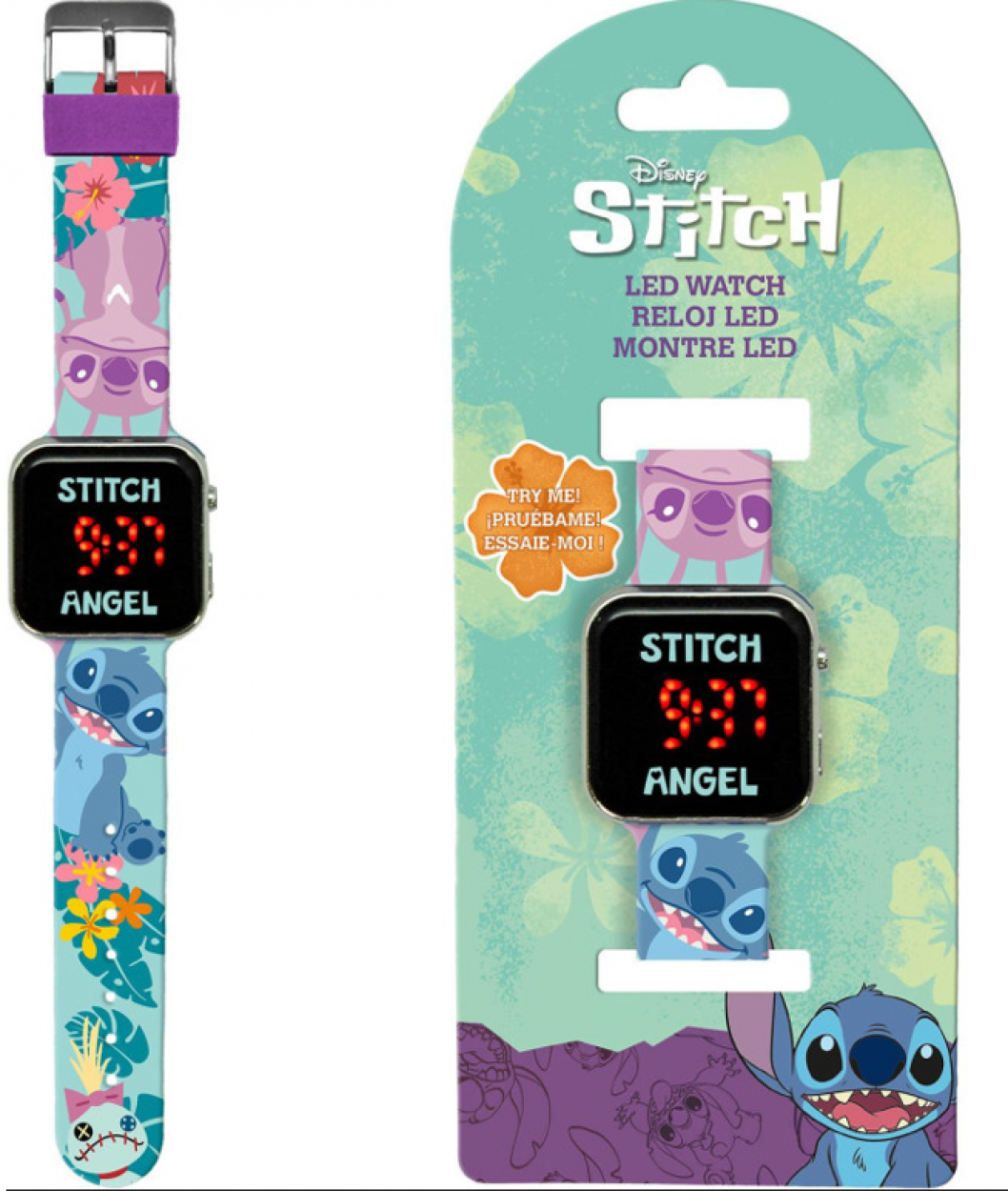 LAS4197 RELOJ LED STITCH TROPICAL 40809