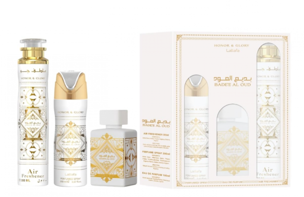 LATTAFA BADE'E AL OUD HONOR & GLORY GIFT SET 3pcs ROOM 300ml+DEODORANT 200ml+EDP 100ml 341215 (Ispirato: Bond No 9 Tribeca NYX) 56888