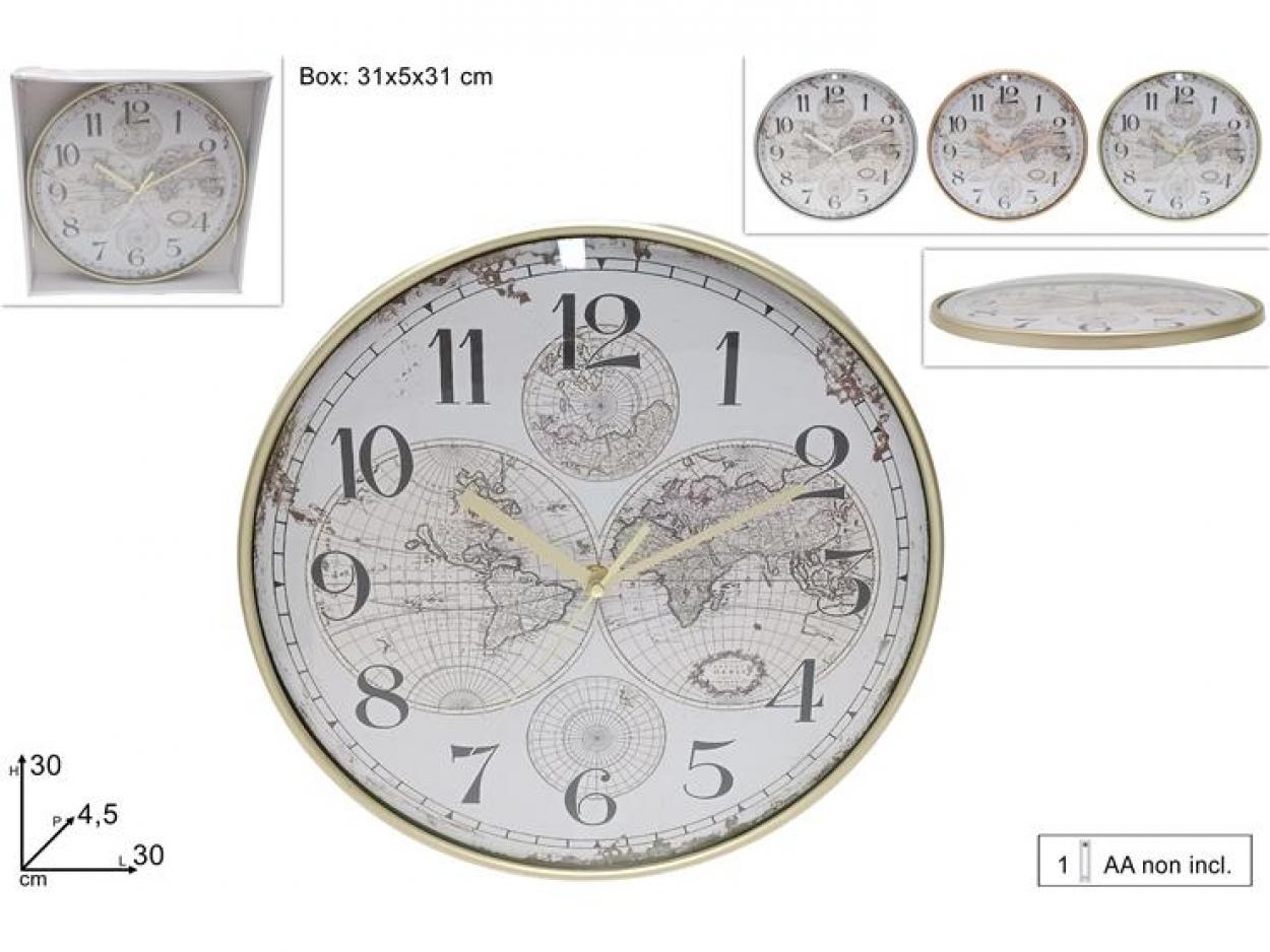 OROLOGIO DA PARETE TONDO DECORO MAPPAMONDO 660508 40842