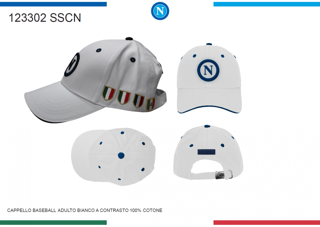 CAPPELLO BASEBALL ADULTO BIANCO A CONTRASTO EA SSC NAPOLI 123302 SSCN 40351
