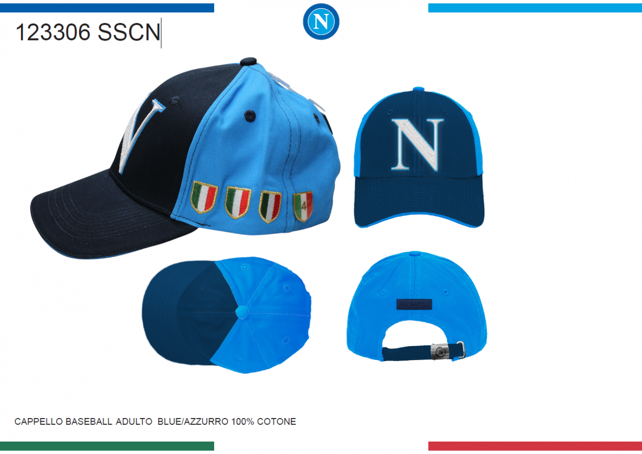CAPPELLO BASEBALL ADULTO BLU/AZZURRO EA SSC NAPOLI 123306 SSCN 40351
