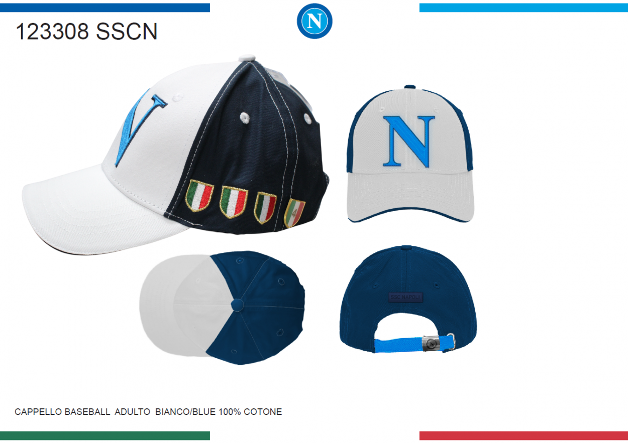 CAPPELLO BASEBALL ADULTO BIANCO/BLU EA SSC NAPOLI 123308 SSCN 40351