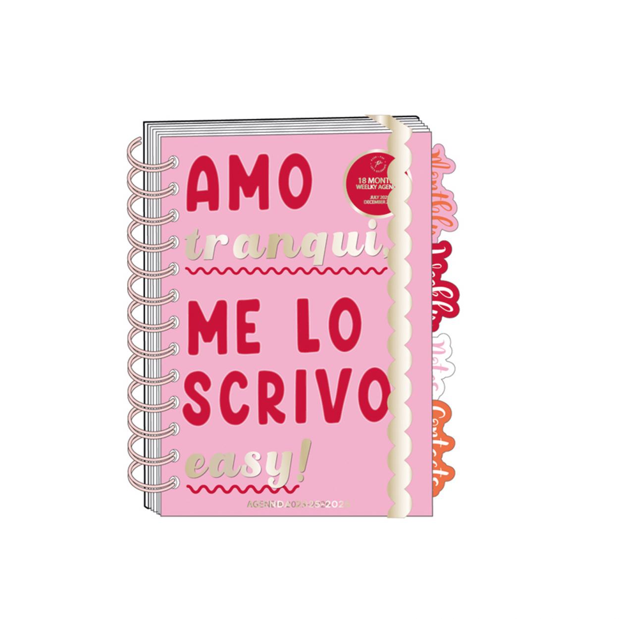 18 MONTH SPIRAL WEEKLY AGENDA 25/26 AMO ME LO SCRIVO TRI-COASTAL AGENDA 31137TF-33011 12,5×18cm 41434