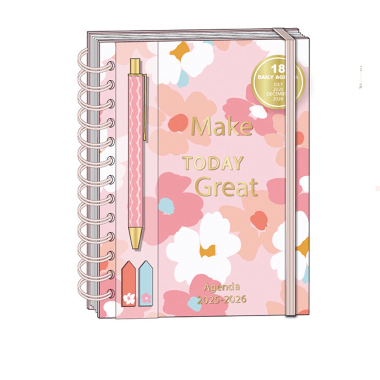 18 MONTH SPIRAL DAILY AGENDA 25/26 CON PENNA E STICKY NOTES F 31136TD-33005 41434