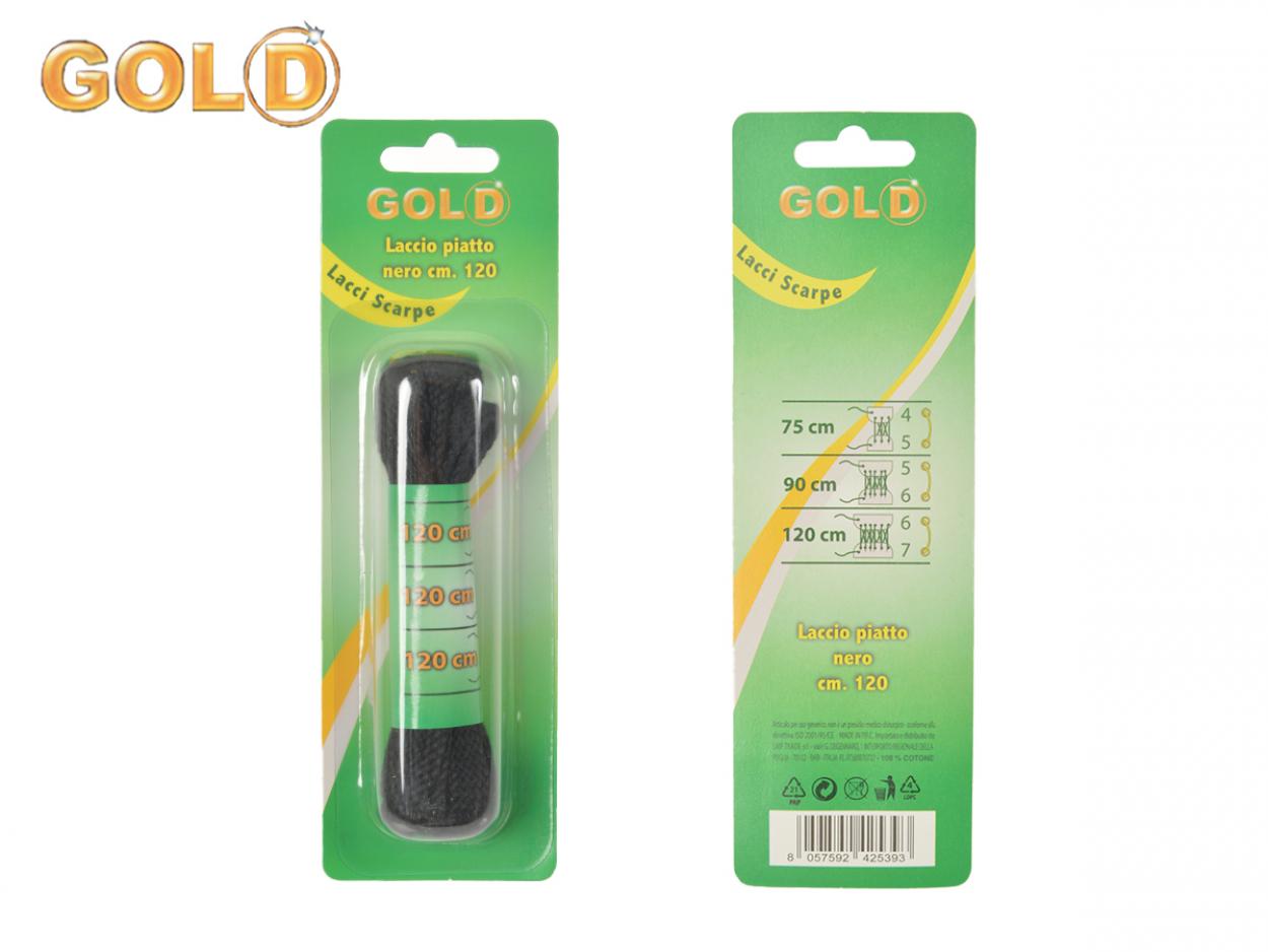 LACCIO PIATTO NERO 8MMx120cm GOLD 425393 56249
