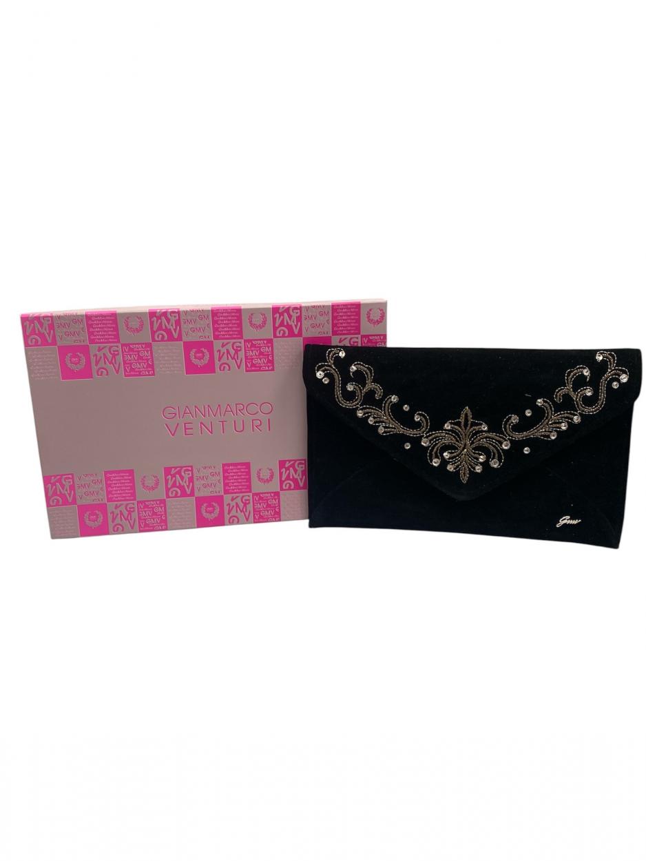 BORSA VELLUTO CON RICAMI GMV NERO 28242 980