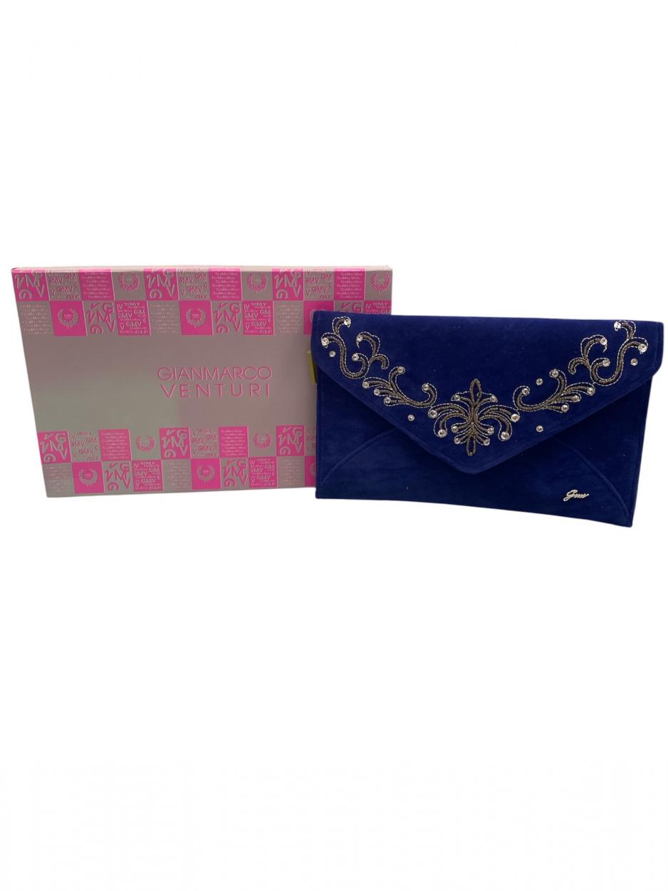 BORSA VELLUTO CON RICAMI GMV BLU 28242 980