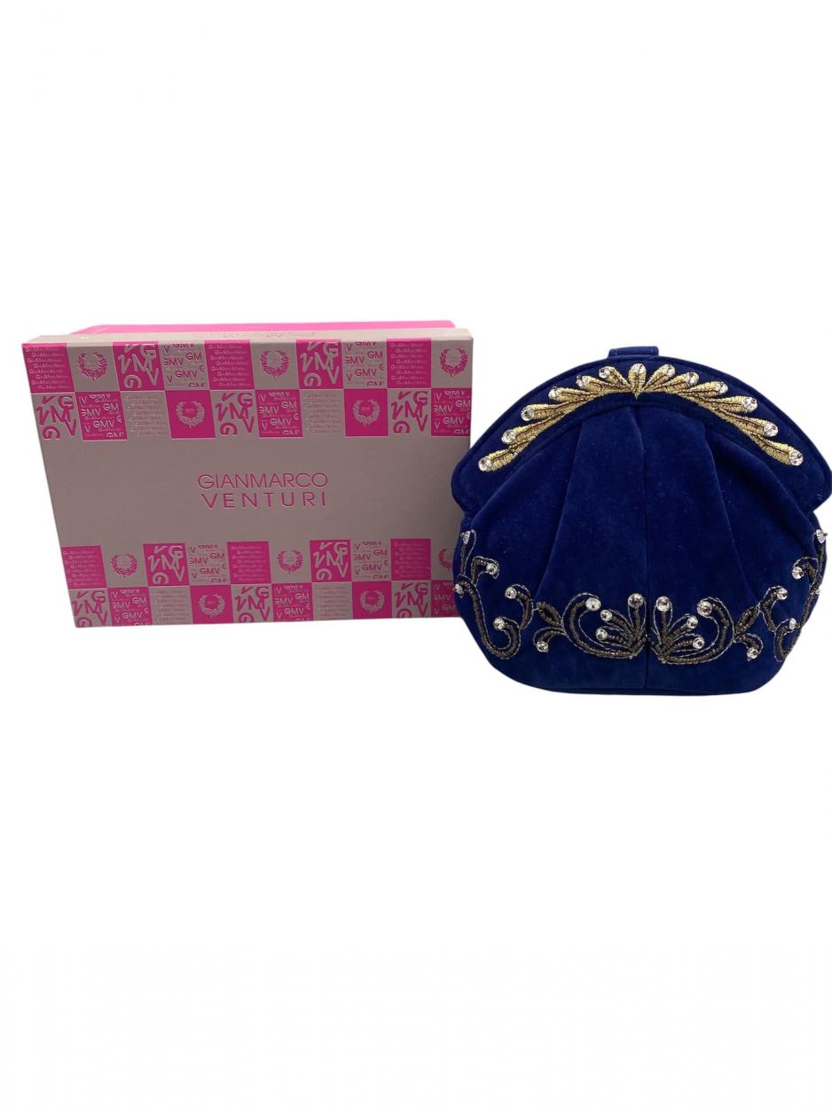 BORSA VELLUTO CON RICAMI GMV BLU 28243 980