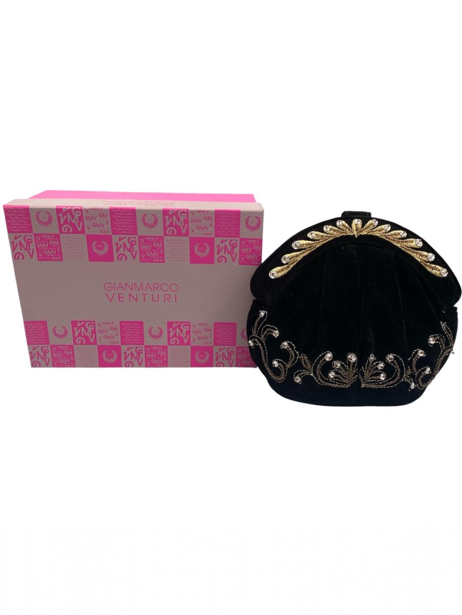 BORSA VELLUTO CON RICAMI GMV NERO 28243 980