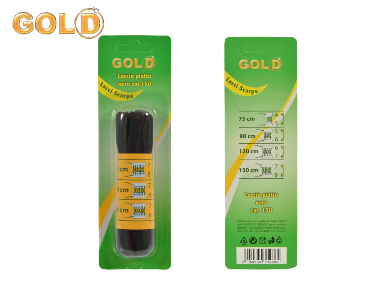 LACCIO PIATTO NERO 8MMx150cm GOLD 712665 56249