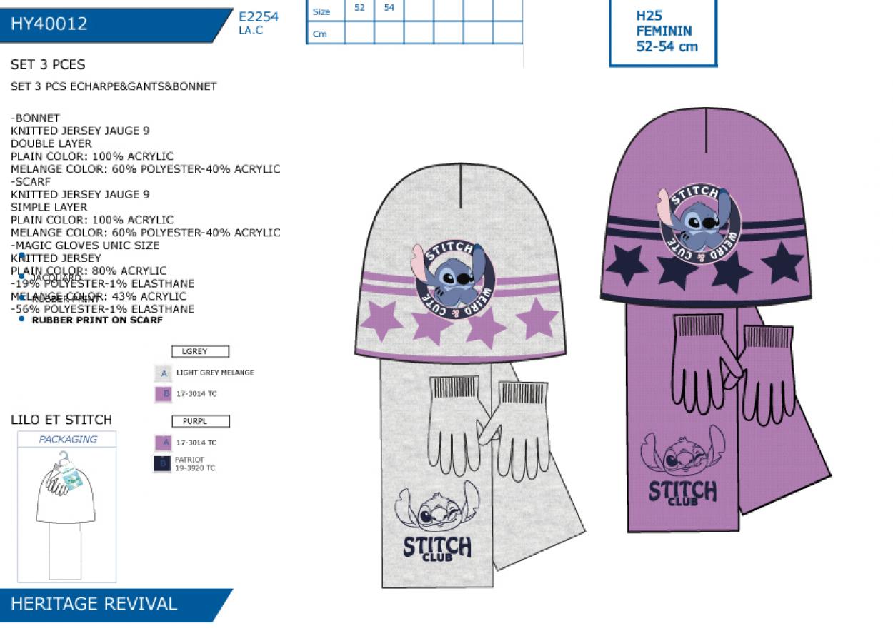 HY40012 SET 3 PCS ECHARPE&GANTS&BONNET F 40892