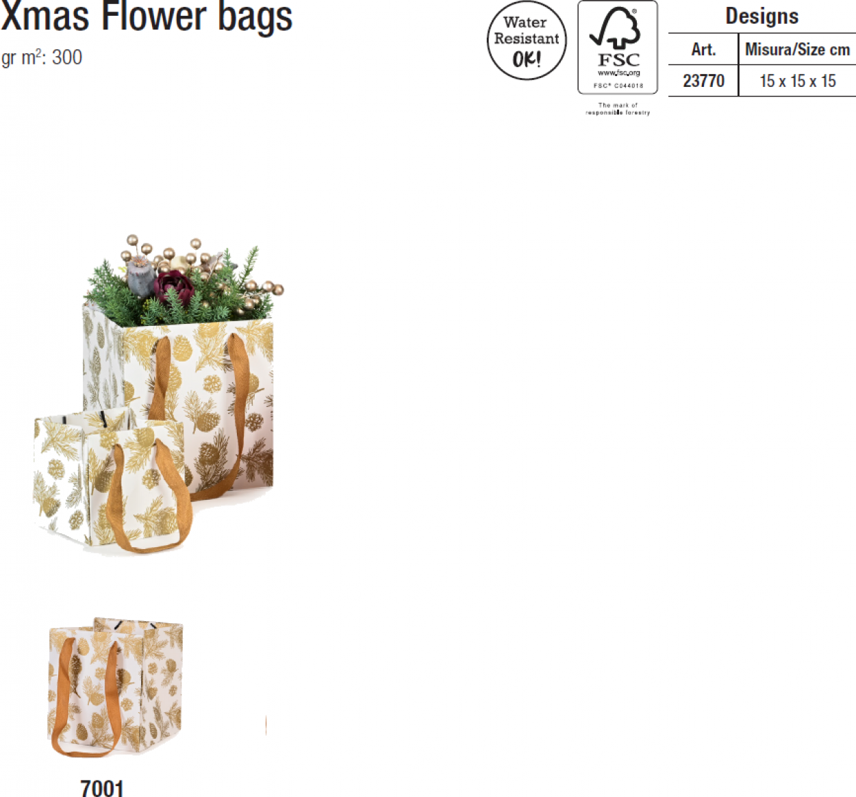 XMAS FLOWER BAGS 15x15x15cm 7001 23770 41277