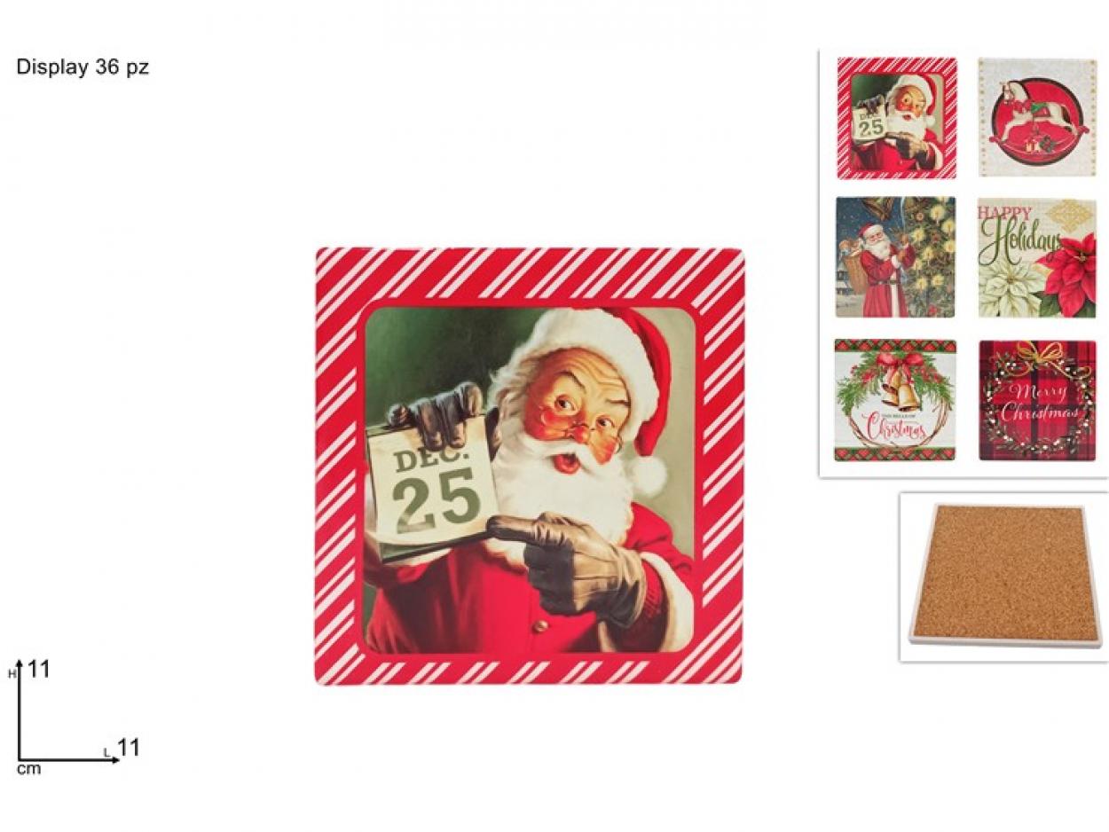 SOUVENIR QUADRATO BASE SUGHERO 11cm DECORI NATALIZI 349749 40649