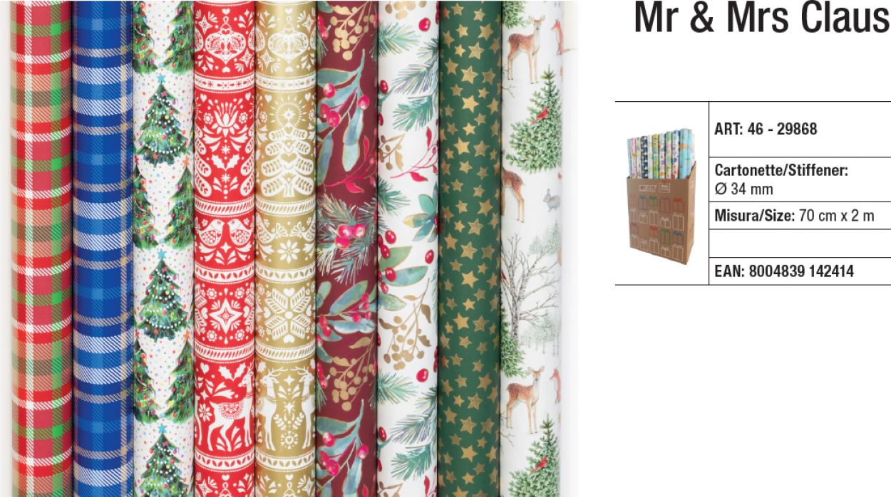 ROTOLINI CARTONETTE STAR 34mm 70cmx2M 29868 46 MR & MRS CLAUS 41277