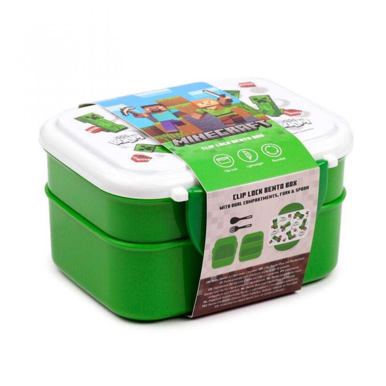 LBOX103 PORTA PRANZO BENTO CON POSATE E CHIUSURA A CLIP CREEPER E TNT MINECRAFT 41273