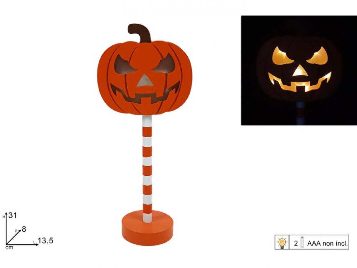 DECORAZIONE ZUCCA IN LEGNO CON LUCE 360638 40649