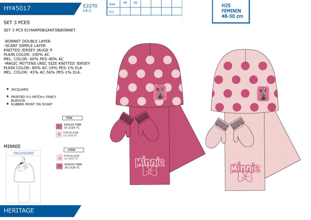 HY45017 SET 3 PCS ECHARPE&GANTS&BONNET F 40892