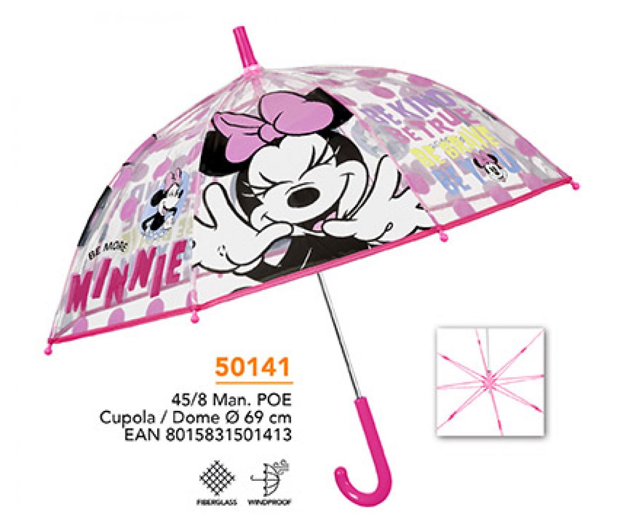 OMBRELLO MANUALE 45cm CUPOLA POE MINNIE 50141 40035