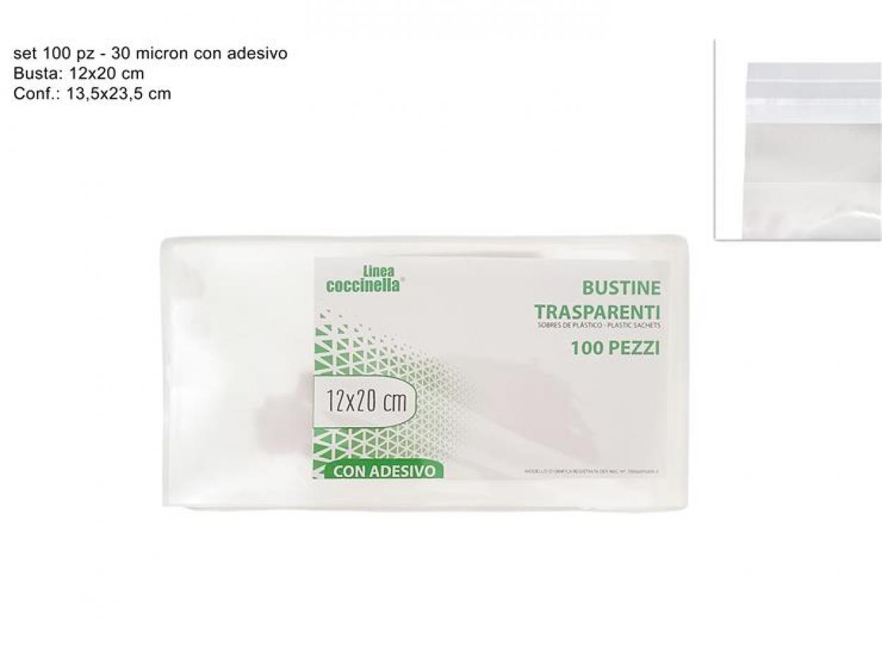 BUSTE TRASPARENTI 12x20 100pz CON ADESIVO 148884 40842