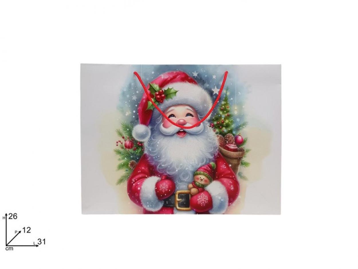 BUSTA REGALO ORIZZONTALE SOGGETTO NATALIZIO 31x26x12cm 388540 40649
