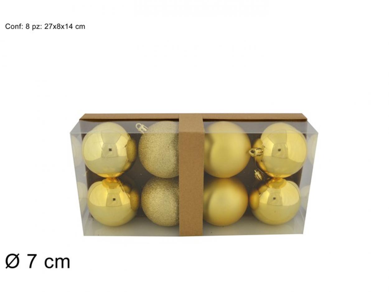 PALLE 7cm 8pz LUCIDA/GLITTER/PERLATA ORO 055244 40649