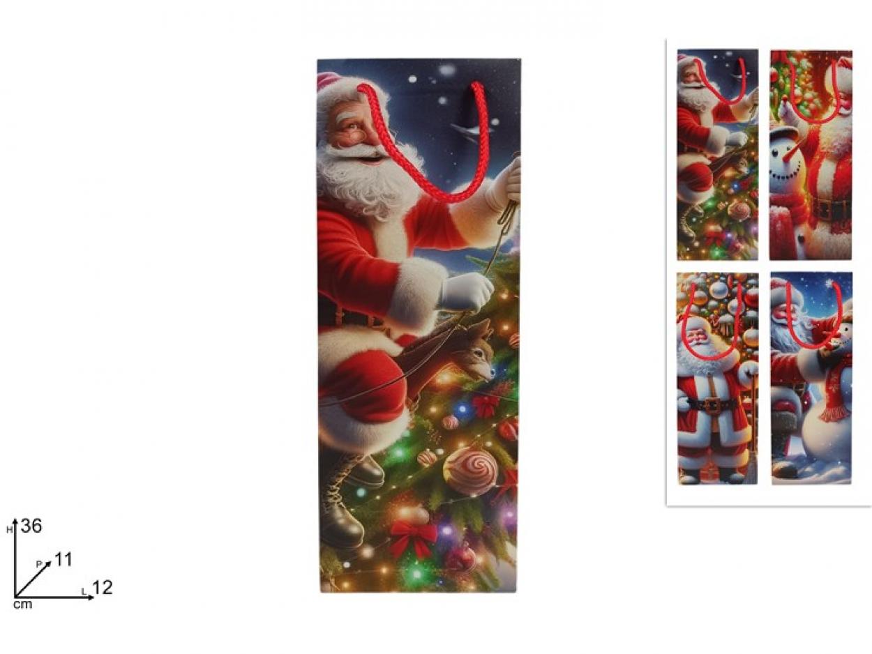 BUSTA REGALO BABBO NATALE CON PUPAZZO DI NEVE 36x12x11cm 388618 40649