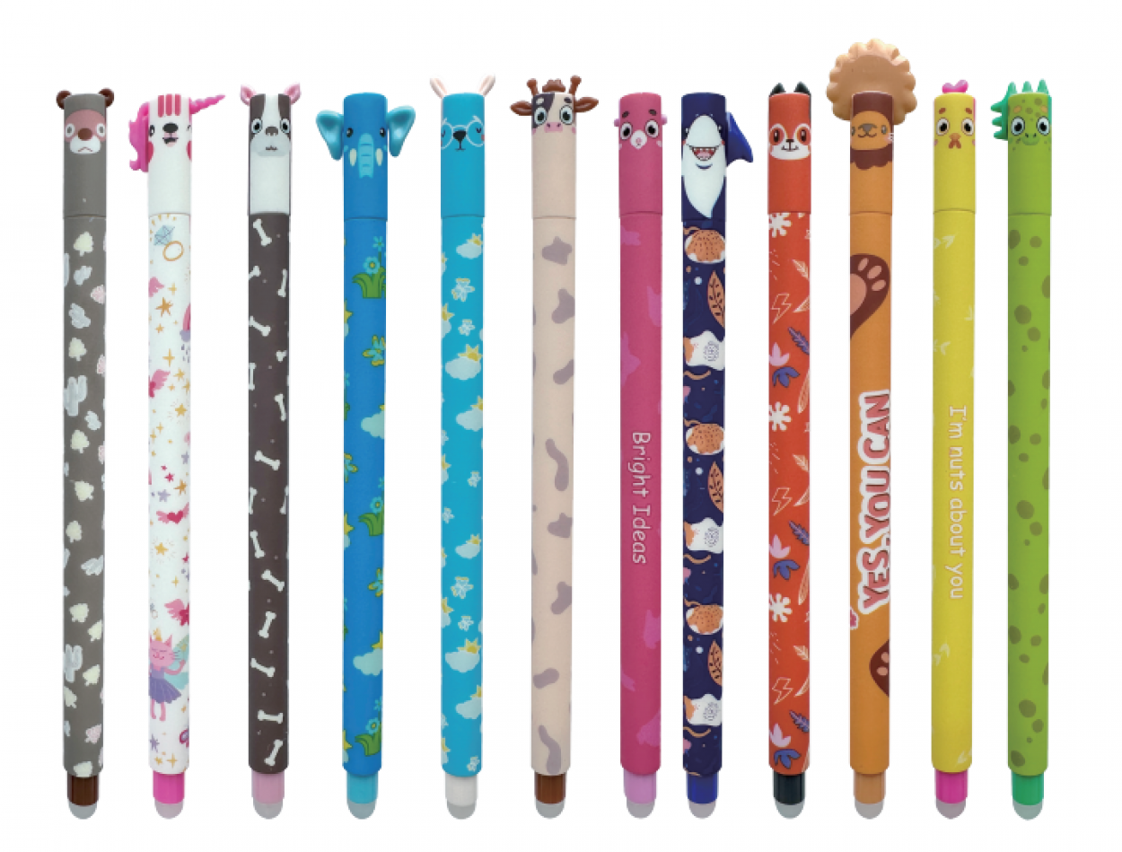 BK-84PEN PENNA CANCELLABILE ANIMALETTI, INCHIOSTRO ROSSO E BLU 55598