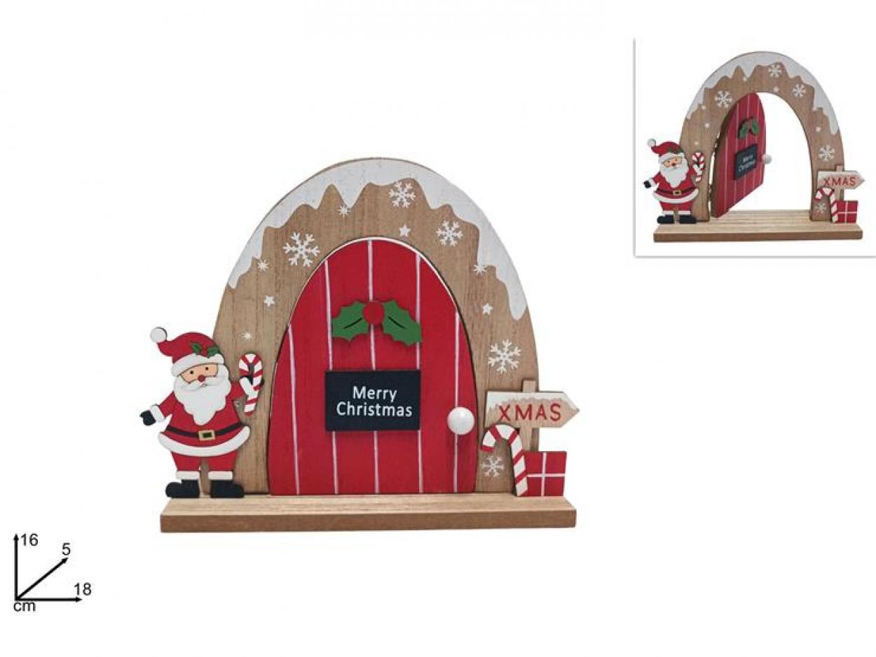 SCENARIO PORTA IN LEGNO CON BABBO NATALE 178264 40649