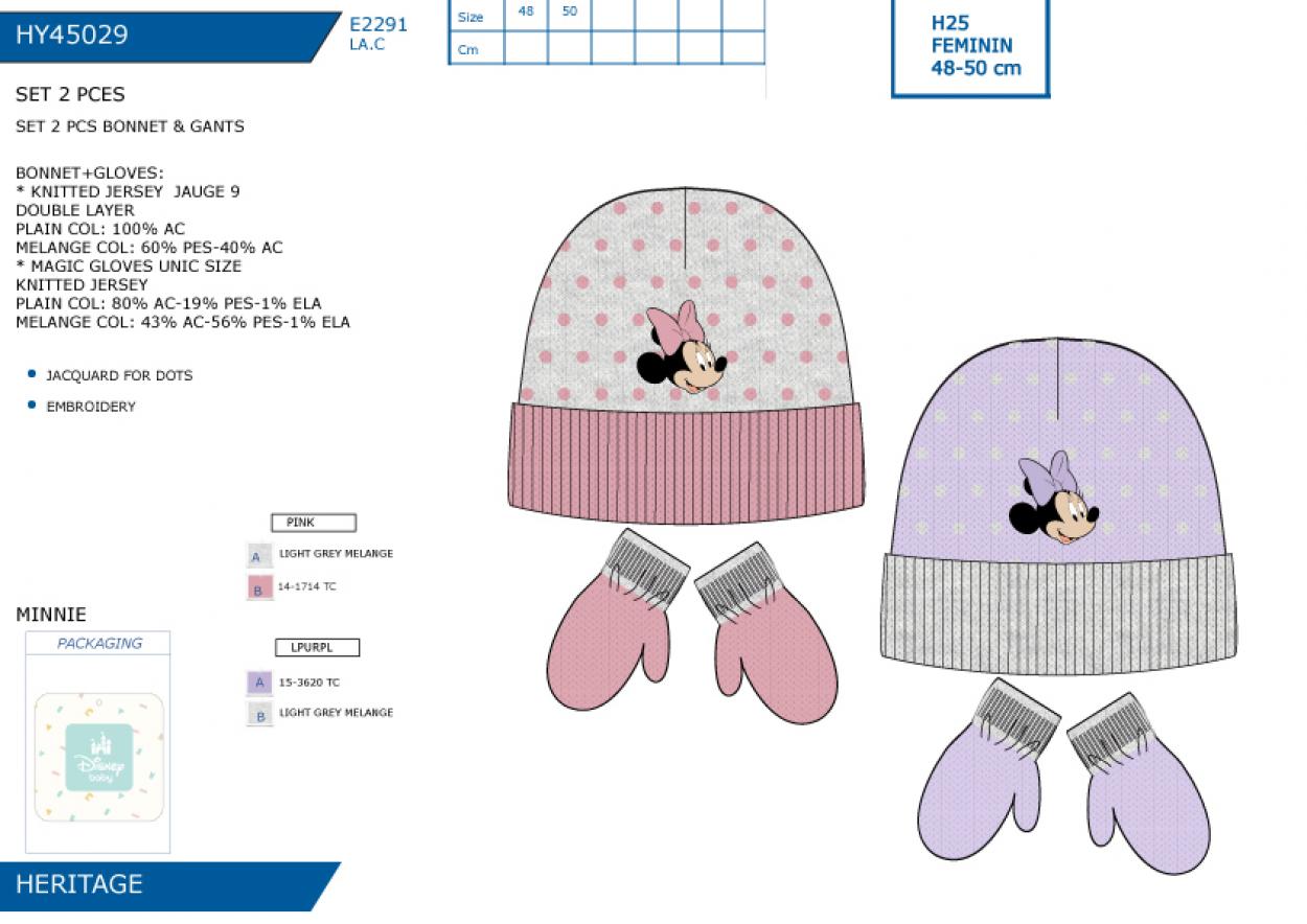 HY45029 SET PCS BONNET & GANTS F 40892