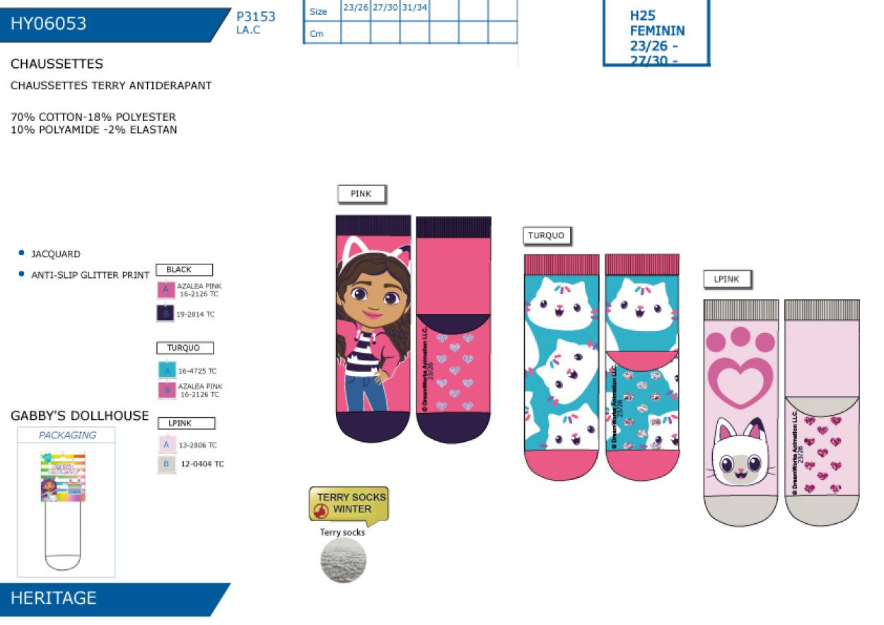 HY06053 CHAUSSETTES TERRY ANTIDERAPANT F 40892