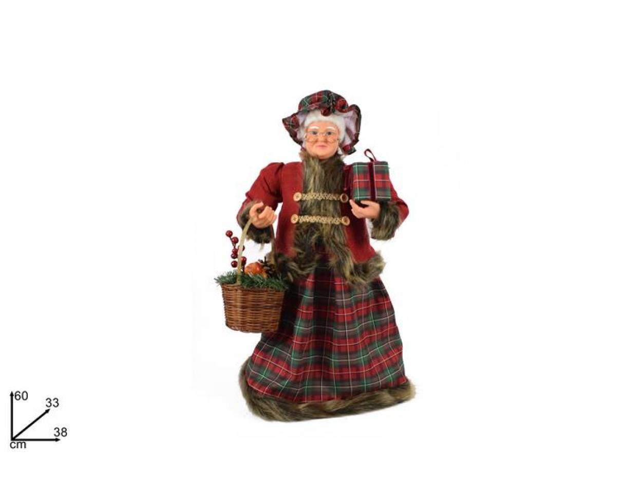 MAMMA NATALE CON REGALO E CESTO 60cm 103228 40649