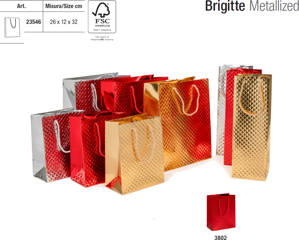 BRIGITTE METALLIZED BAGS 26x12x32cm 3802 23546 41277