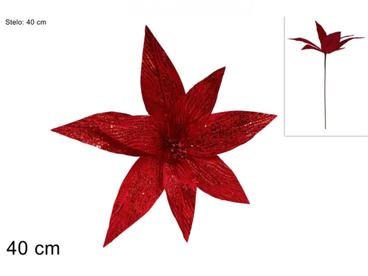 STELO FIORE GLITTERATO 40cm ROSSO 354408 40649