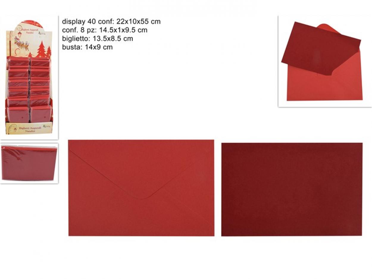 BIGLIETTI AUGURI 13,5cm CON BUSTE 8pz ROSSO 929045 40649