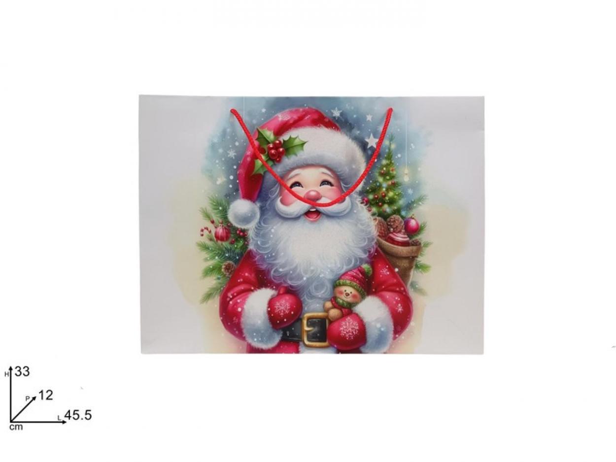 BUSTA REGALO ORIZZONTALE SOGGETTO NATALIZIO 45,5x33x12cm 388557 40649