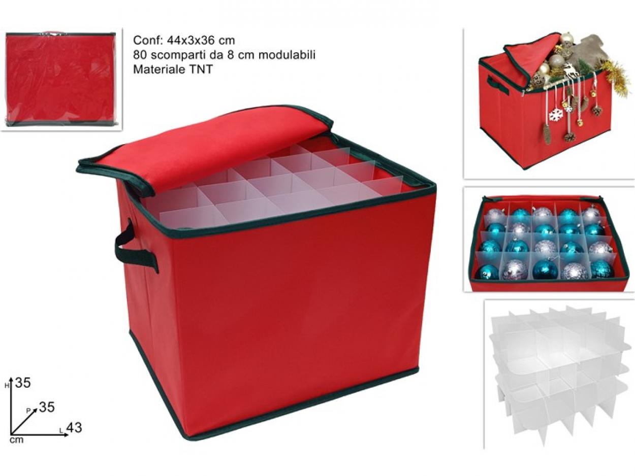 BOX PORTA PALLINE ADDOBBI NATALIZI CON SEPARATORI 43x35x35cm 40649